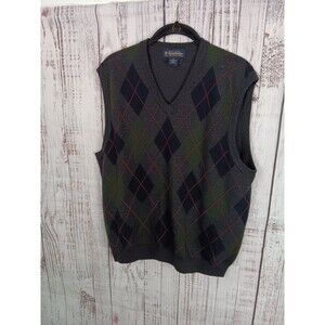 brooks brothers extra fine italian merino wool v-neck sweater vest Men's M gray